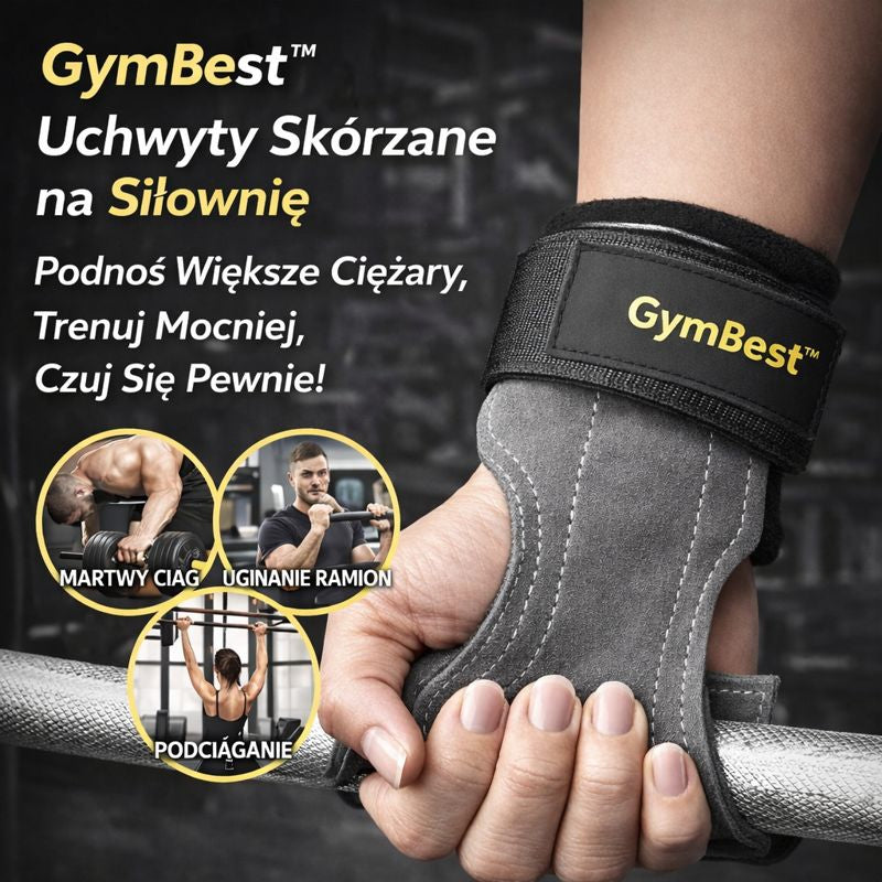 Opaski GymBest™ – Ochrona Dłoni i Mocniejszy Chwyt | Antypoślizgowe uchwyty treningowe – 1 para